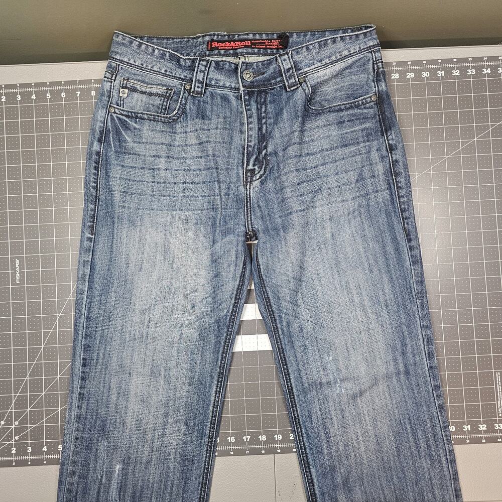 Rock And Roll Denim Jeans Men's 34x34 Blue Double Barrel Straight Western Grunge
